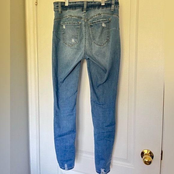 Blue Denim Skinny Jeans with Rips - Picture 2 of 6